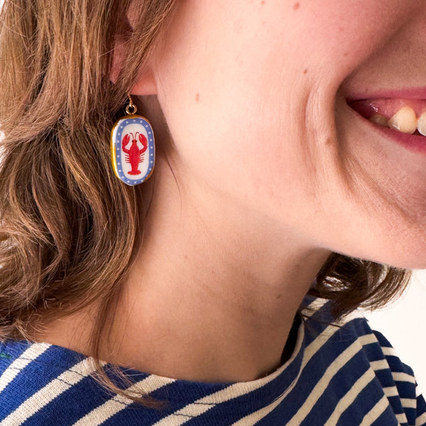 Ceramic Lobster Earrings – Nautical Summer Jewelry