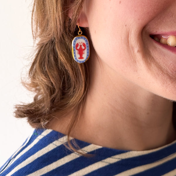 Ceramic Lobster Earrings – Nautical Summer Jewelry