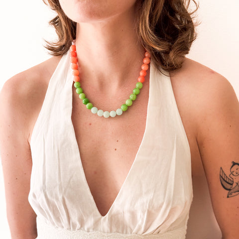 Bold Dyed Jade Necklace with Large Graduated Beads