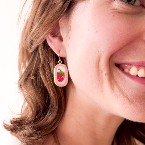 Strawberry Ceramic Earrings