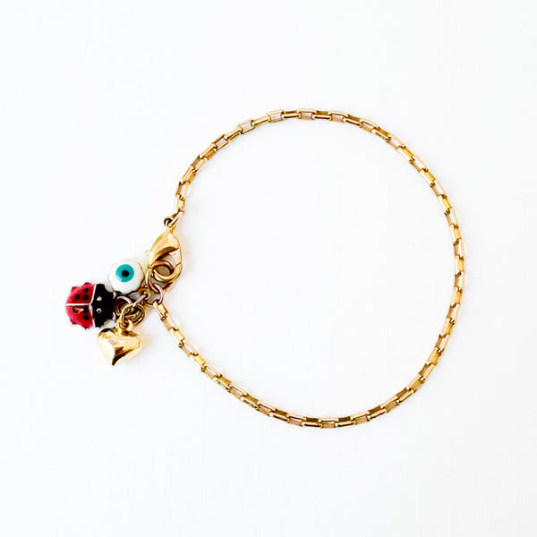 Dainty Protection Paperclip Chain Bracelet with Charms