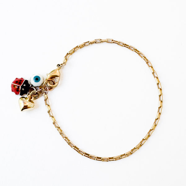 Dainty Protection Paperclip Chain Bracelet with Charms