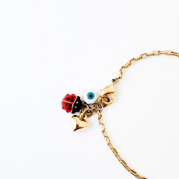 Dainty Protection Paperclip Chain Bracelet with Charms