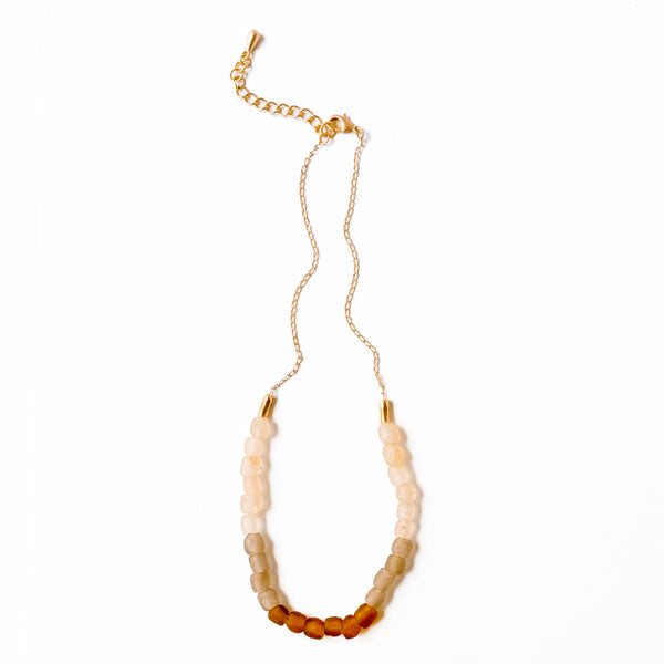 African Recycled Glass Boho Beaded Necklace