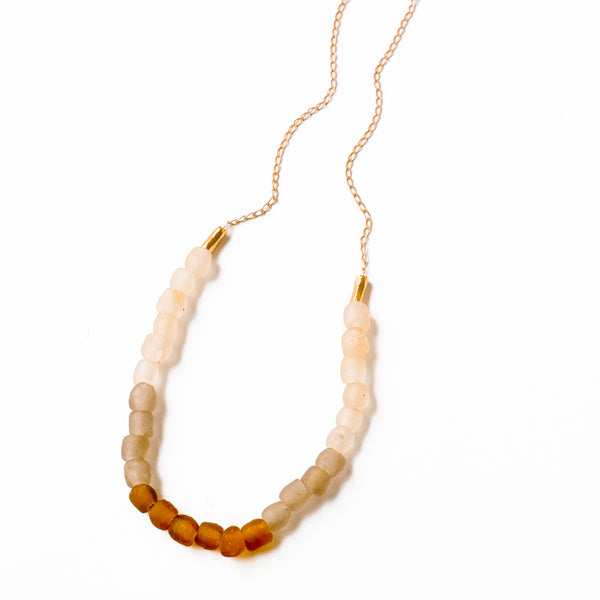 African Recycled Glass Boho Beaded Necklace