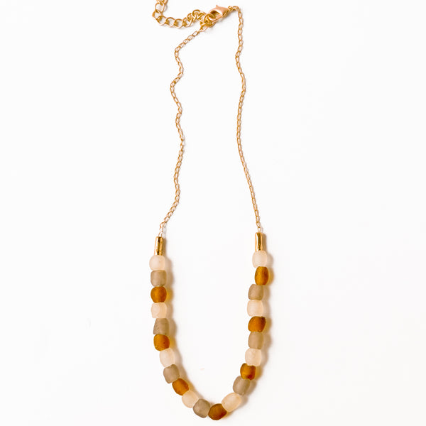 African Recycled Glass Boho Beaded Necklace