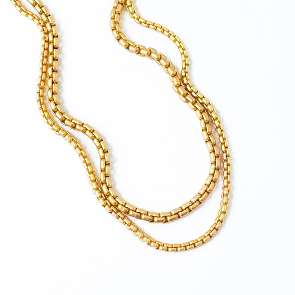 Thick Gold Double Chain Necklace Venetian Box Style Chain