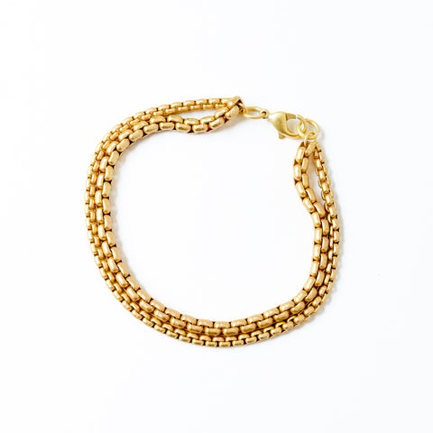 Adjustable Thick 24K Gold Plated Double Box Chain Bracelet
