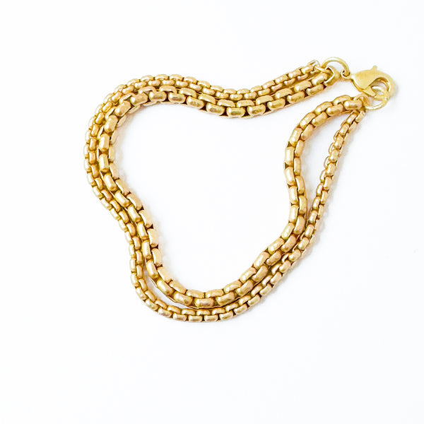 Adjustable Thick 24K Gold Plated Double Box Chain Bracelet