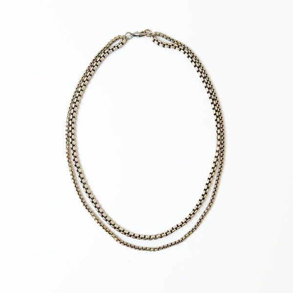 Thick Silver Double Chain Necklace – Venetian Box Chain