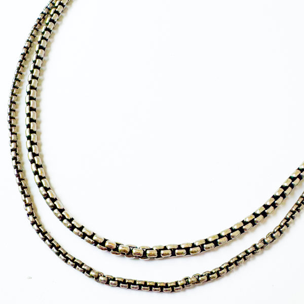 Thick Silver Double Chain Necklace – Venetian Box Chain