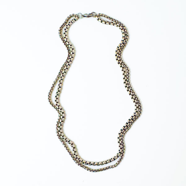 Thick Silver Double Chain Necklace – Venetian Box Chain