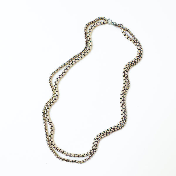 Thick Silver Double Chain Necklace – Venetian Box Chain