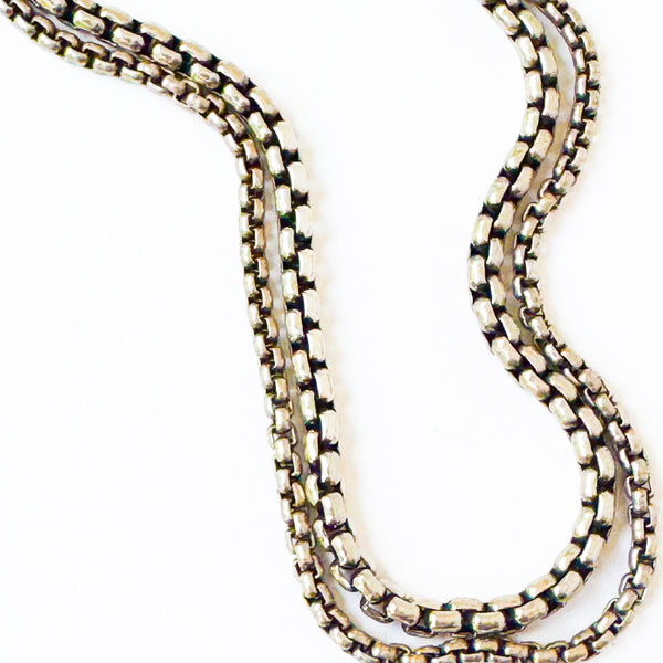 Thick Silver Double Chain Necklace – Venetian Box Chain