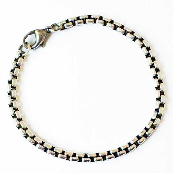 Thick Silver Adjustable Box Chain Bracelet