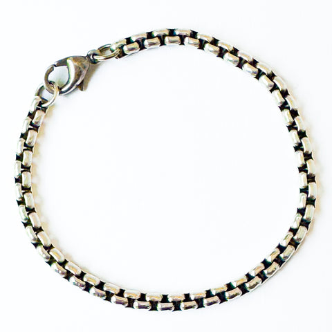 Thick Silver Adjustable Box Chain Bracelet