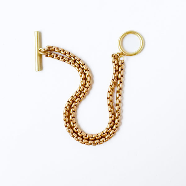 Double Thick Gold Chain Bracelet With Toggle