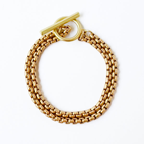 Double Thick Gold Chain Bracelet With Toggle