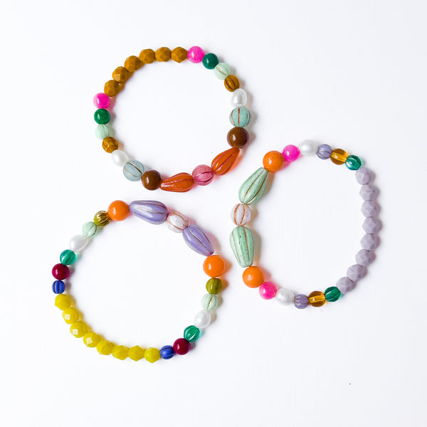 Glass Bead Stretch Bracelet | Colorful Stacking Bracelet