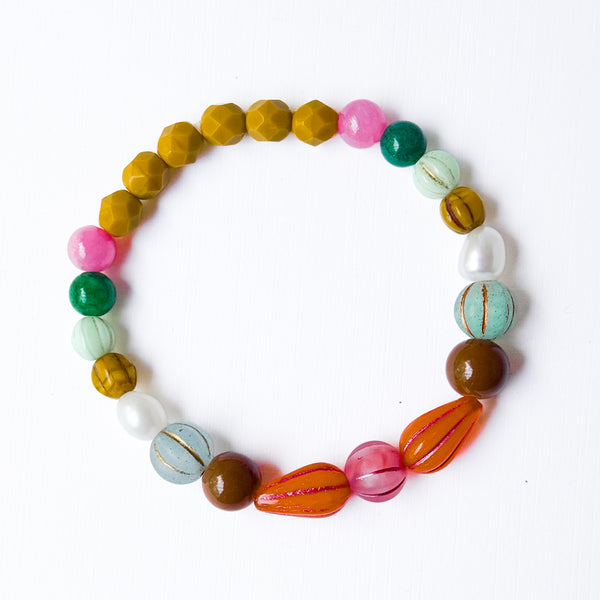 Glass Bead Stretch Bracelet | Colorful Stacking Bracelet