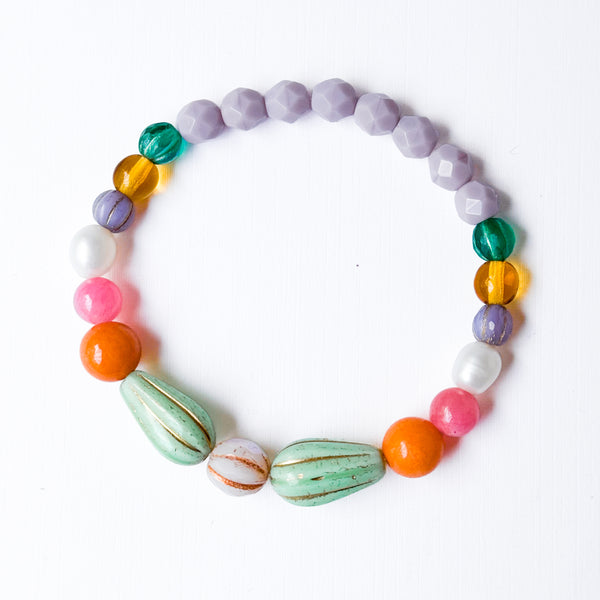 Glass Bead Stretch Bracelet | Colorful Stacking Bracelet