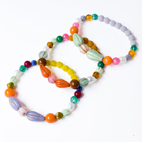 Glass Bead Stretch Bracelet | Colorful Stacking Bracelet