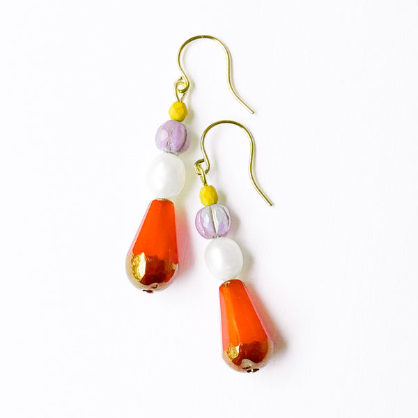 Czech Glass & Freshwater Pearl Drop Earrings