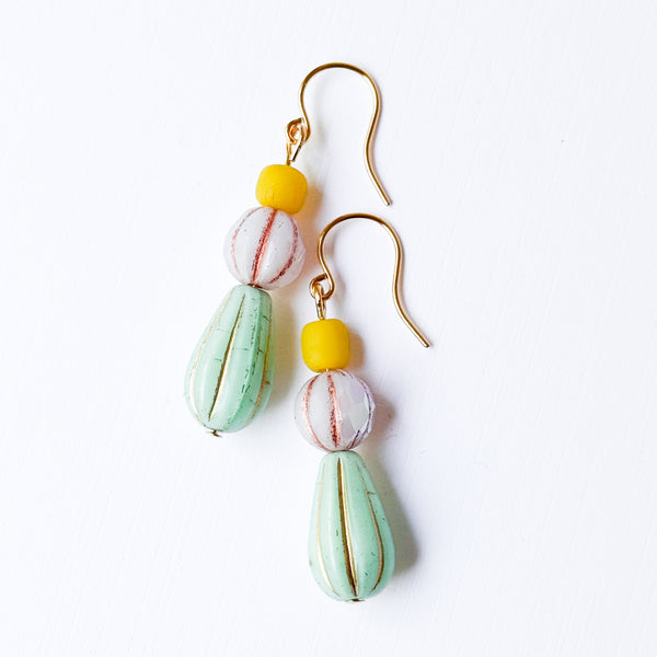 Czech Glass Drop Earrings | Colorful Artisan Jewelry