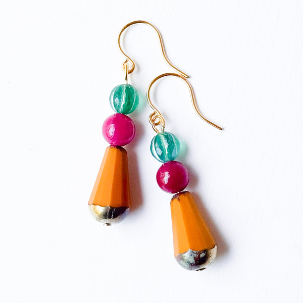 Czech Glass Drop Earrings | Colorful Artisan Jewelry