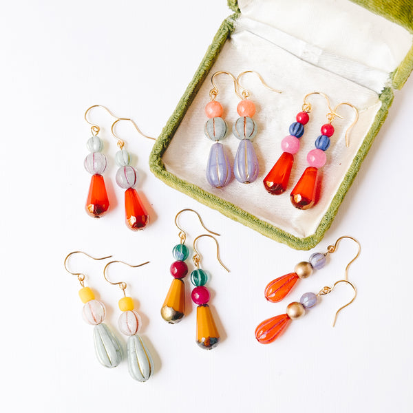 Czech Glass Drop Earrings | Colorful Artisan Jewelry