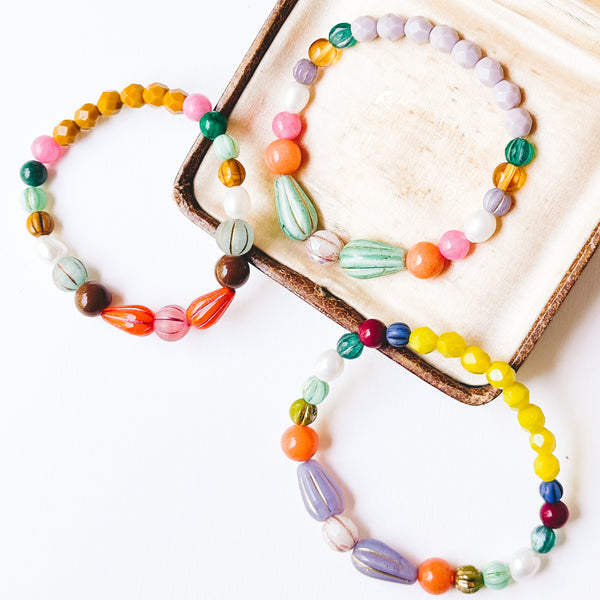 Glass Bead Stretch Bracelet | Colorful Stacking Bracelet