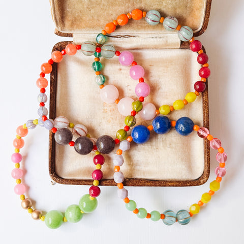 Handmade Artisan Mixed-Size Glass Bead Stretch Bracelet