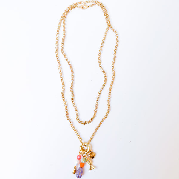 Long Beaded Charm Necklace | Interchangeable Charms