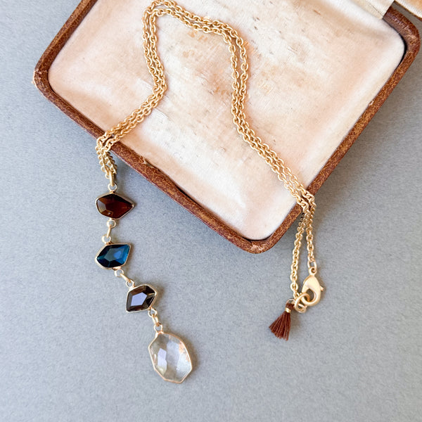 Autumn Faceted Glass Pendant Necklace
