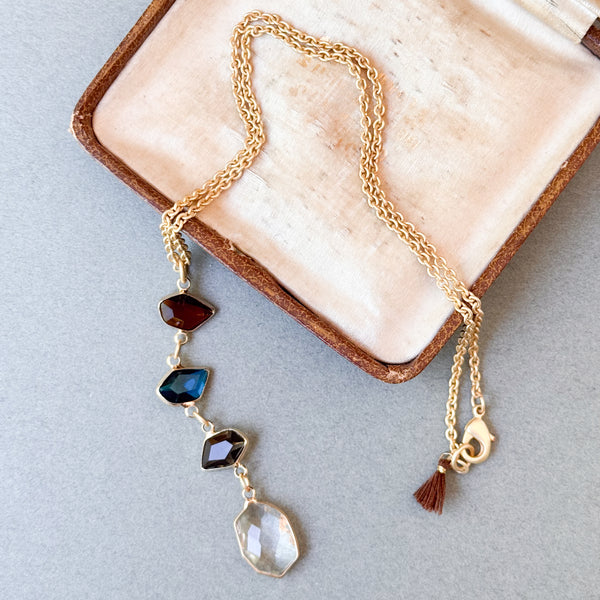 Autumn Faceted Glass Pendant Necklace
