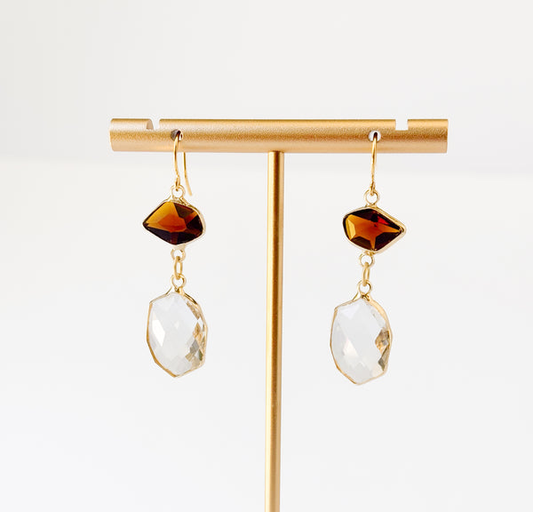 Faceted Glass Drop Earrings | Color Block Design