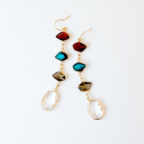 Romantic Faceted Glass Statement Earrings | Cascading Drops