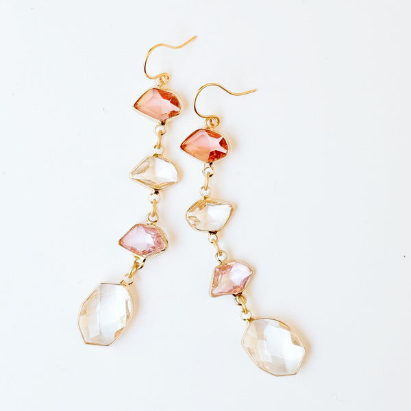 Romantic Faceted Glass Statement Earrings | Cascading Drops