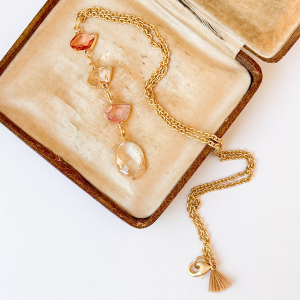 Romantic Pink Faceted Glass Pendant Necklace