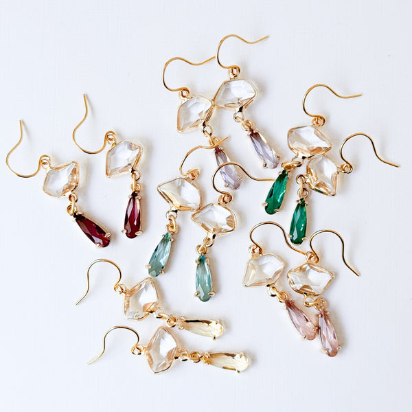 Dainty Petite Faceted Glass Drop Earrings