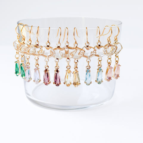Dainty Petite Faceted Glass Drop Earrings