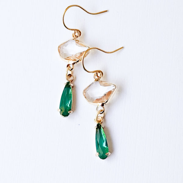 Dainty Petite Faceted Glass Drop Earrings