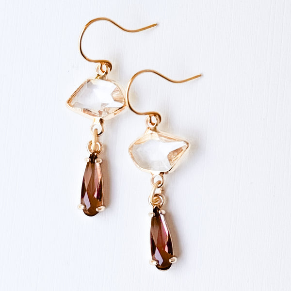 Dainty Petite Faceted Glass Drop Earrings