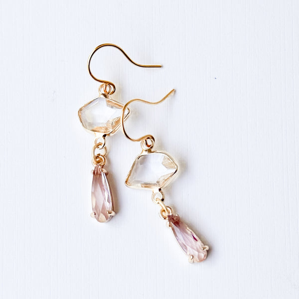 Dainty Petite Faceted Glass Drop Earrings