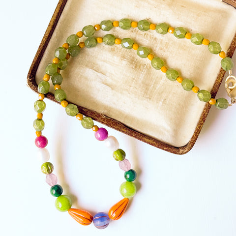 Early Fall Colorful Beaded Statement Necklace | Boho Jewelry