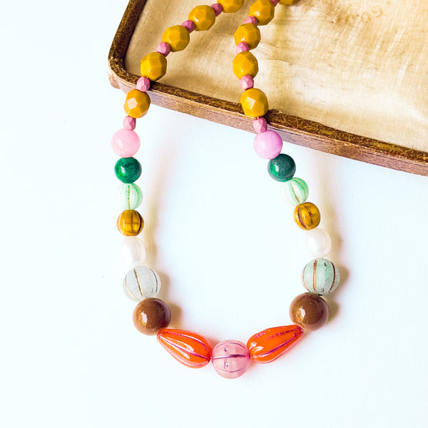 Fall Beaded Statement Necklace | Colorful Autumn Jewelry