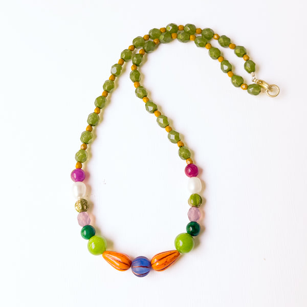 Early Fall Colorful Beaded Statement Necklace | Boho Jewelry