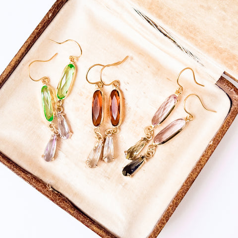 Colorful Faceted Glass Drop Earrings – Dainty Dangle Earrings