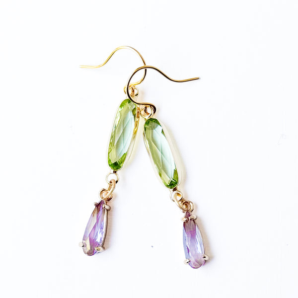 Colorful Faceted Glass Drop Earrings – Dainty Dangle Earrings