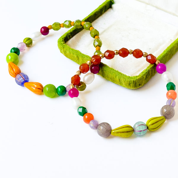 Colorful Beaded Bracelet with Freshwater Pearl & Glass Beads